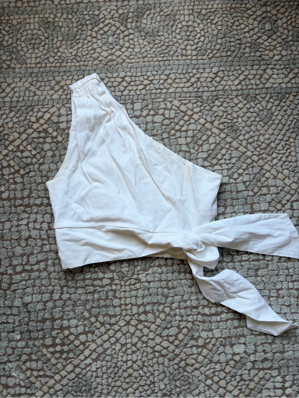 Free People White One-Shoulder Tie-Waist Camisole